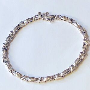 10k Solid White Gold Natural Diamond Tennis Bracelet